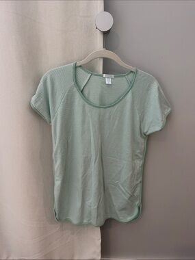 Mint Green Striped Short Sleeve Scoop Neck Tee